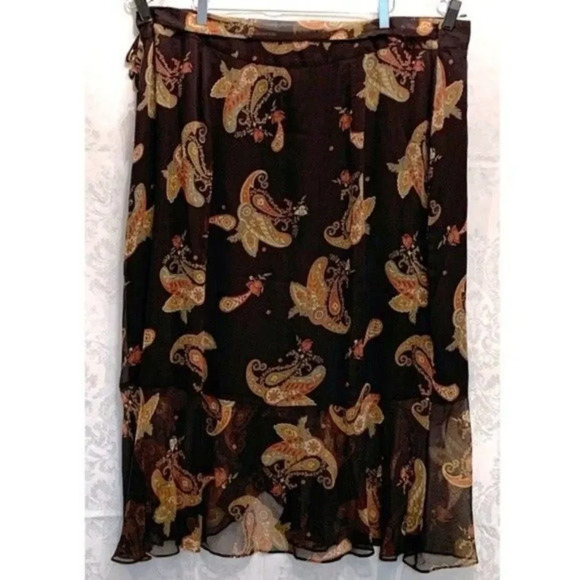 Vince Camuto NWT Women's Paisley Spice Ruffled Chiffon Midi Skirt Plus Size 22W - Picture 6 of 9
